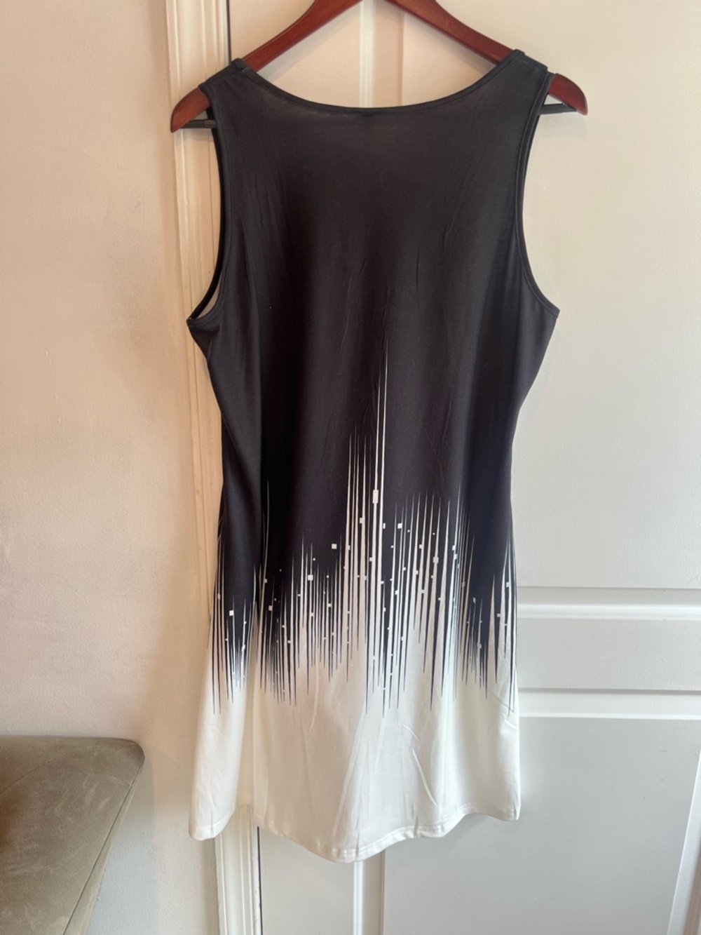 NWT Luxveer Women's Black & White Sleeveless Casual Pull on Dress/coverup SizeL - Picture 5 of 10